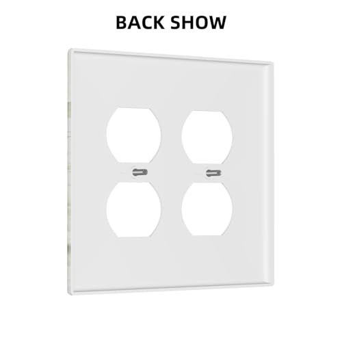 Decorative Outlet Covers Rustic Ink Green Leaves White Florals Flower 2 Gang Outlet Cover Wall Plate Double Duplex Light Switch Cover Plate Switch Plate Covers for Bedroom Home Decor