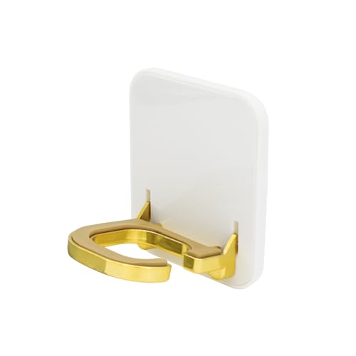 MultiValue Soporte Secador de Pelo, Plásticos Soporte Secador Práctico Soporte para Secador de Pelo con Adhesivo Resistente a Caídas Colgador Secador Pelo para Dormitorio Cuarto de Baño(Dorado)