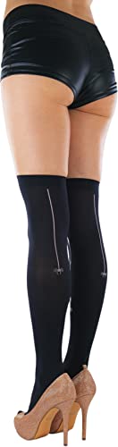 Image of ToBeInStyle Women's Spiderweb & Crawling Spider Print Hosiery Tights & Thigh High Stockings