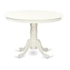 East West Furniture HLDA5-LWH-12 5 Piece Dinette Set Includes a Round Kitchen Table with Pedestal and 4 Polyester Fabric Upholstered Parson Chairs, Linen White #2