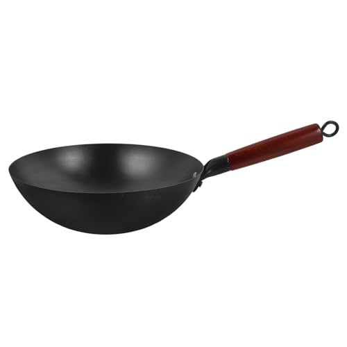 Wok de Hierro con Mango de Madera Antiadherente