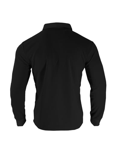 Men's Waffle Knit Long Sleeve Polo Shirt Spread Collar Button Up Polo Shirts for Men4