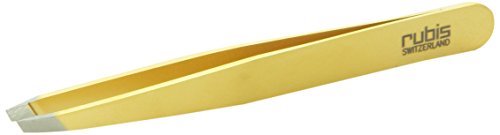 Rubis Switzerland Slanted Tip Tweezer, Gold