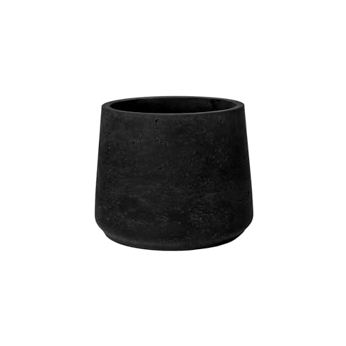 Finestgreen Patt Pflanzgefäß Schwarz L | Blumentopf für Innen- und Außenbereich, Frostfest, UV-Beständig, wasserdicht | Blumenkübel Betonoptik