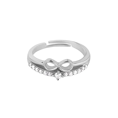 Bague réglable en cristal anti-erreur de taille du 47 au 51 en argent