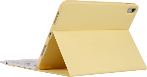 Image of RTSY Keyboard case for Pad A16 (11th) & 10th Gen with Multi Gesture Touchpad & 7-Color Backlit,Multi Viewing Angle,Pencil Slot,Magnetically Detachable Bluetooth Keyboard-Yellow /White