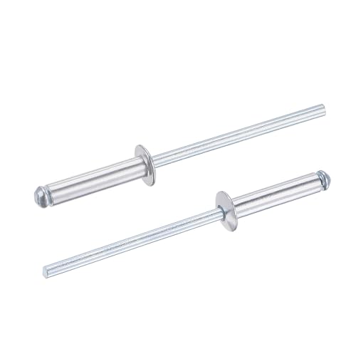 TA-VIGOR 60Pcs 3.2mm x 15mm Aluminium Blind Rivets, Open End Pop Rivets with Dome Head, Heavy Duty Pull Rivet for Metal Wood Plastic, Indoor Outdoor Fixings
