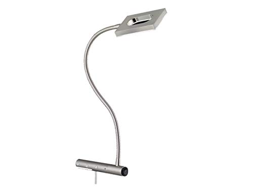 LED Wandleuchte SHINE-LED mit Schalter, Arm flexibel, Nickel matt, Acrylglas weiß satiniert