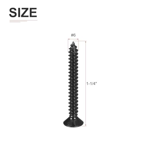 Image of DTGN 100Pcs 6 inch x1-1 /4 Flat Head Wood Screws, Self Tapping Screws Black