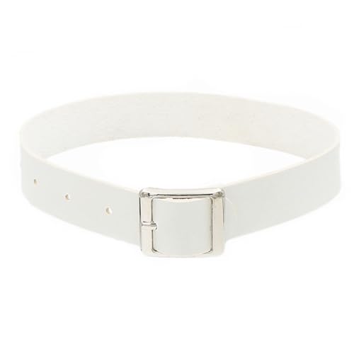 ETHOON Adjustable Belt Choker Necklace for Women Simple Cool Gothic PU Collar White
