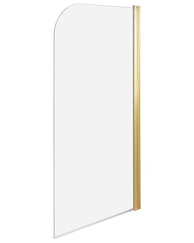 Mampara de ducha minimalista de vidrio templado transparente ajustable dorado 140 x 70 cm Lapan