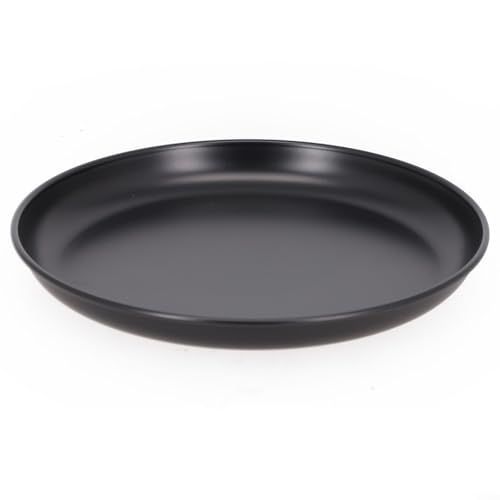 Outdoor Camping Non-Stick Cooking Pan Stainless Steel Lightweight Tableware Portable Picnic Dish Hiking Cookware Plate Rust Scratch Proof Stackable Design 7 Inch Black(6inch Black)