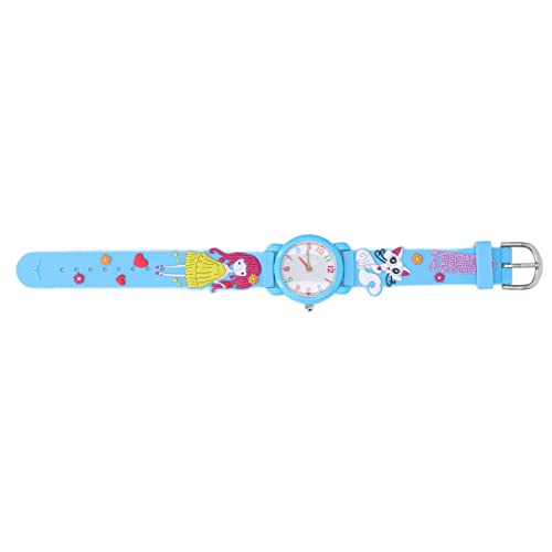 JTLB Cute Kids Watches 3D Cartoon, Girl Kitten Pattern Watch, Daily Waterproof, Educational Toy for Girls 3-8, Great Holidays (Blue)2