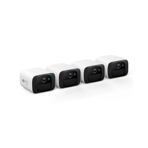 eufy Security SoloCam C210 4-Cam Pack, Wireless Outdoor Camera, 2K Resolution, No Monthly Fee, Wireless, 2.4 GHz Wi-Fi, HomeBase 3 Compatible White 4-Cam Pack