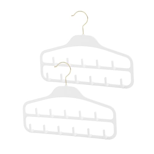 Unomor 2Pcs Multi Hook Tie and Scarf Organizer Rack Closet Hanger for Belts Ties and Scarves Space Saving Design for Efficient Closet Storage Light Grey