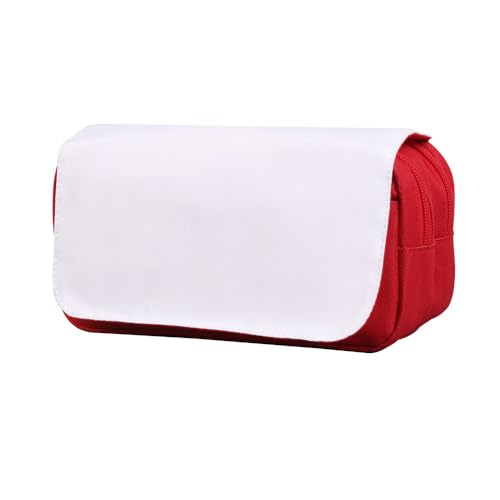 Dispalang Sacos de cosméticos em branco de sublimação, estojo de lápis, multiuso, faça você mesmo, bolsa de maquiagem com aba removível para sublimação, Vermelho, 2PCS