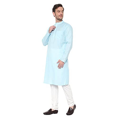 Image of LATEST CHIKAN Men's Cotton Blend Regular Solid Kurta Pyjama Set - Casual Ethnic Set