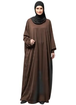 she24 NAZNEEN Kaftan with 2 Front Pockets, Elastic Sleeves, Free Size,Shine Nida Fabric WITH SAME FABRIC HIJAB-picture-17