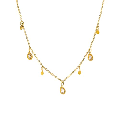 URBAN SPARKS Ensemble de bijoux luxueux en acier titanium avec zircone goutte, accessoire pour remise de diplômes et cérémonie de majorité, cadeau pour...