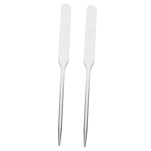 OHPHCALL 2pcs Stainless Steel Makeup Palette Stick Spatula Tool for Mixing Foundation Nail Polish Cosmetics