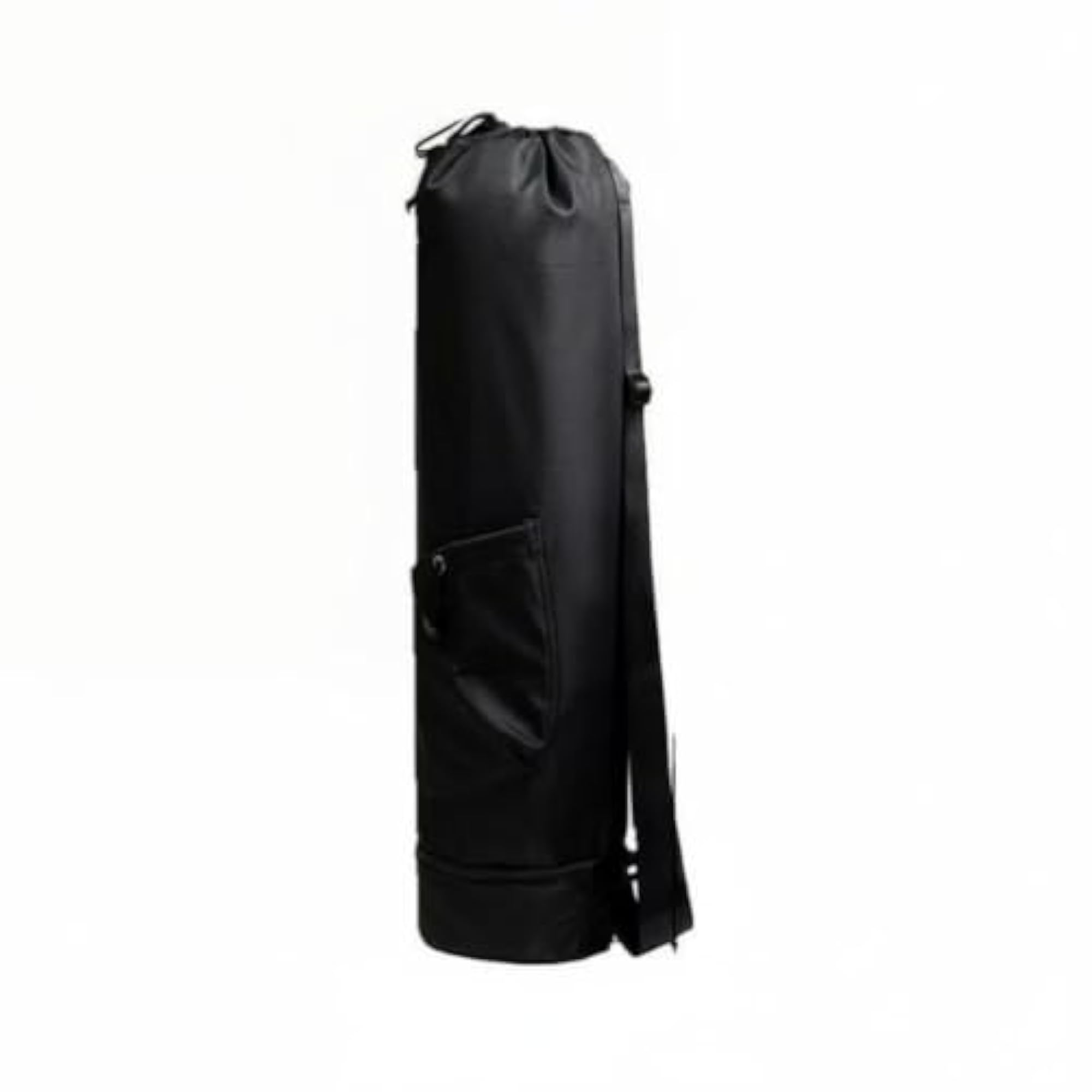 Crossbody Fitness Mat Bag Drawstring Closure, Black