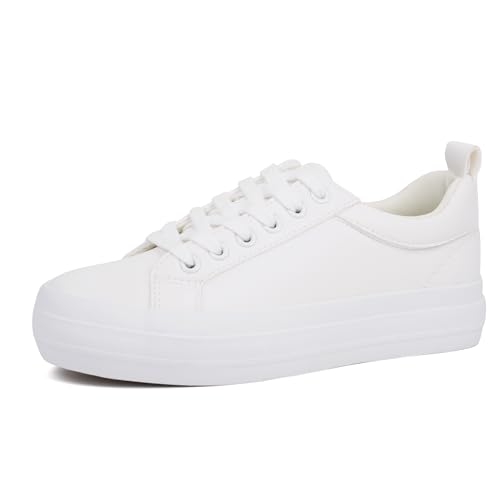 Image of JABASIC Women Lace Up Platform Sneakers Comfortable Casual Fashion Sneaker Walking Shoes