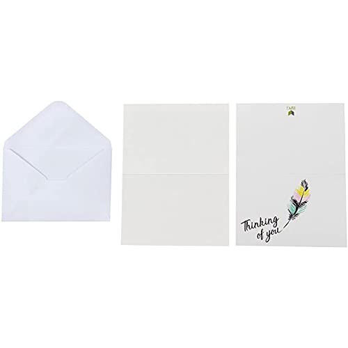 48-Pack Thinking Of You Note Cards - Blank On The Inside, Colorful Feather Design, Includes 48 Greeting Cards And Envelopes, 4 X 6 Inches #TOP4