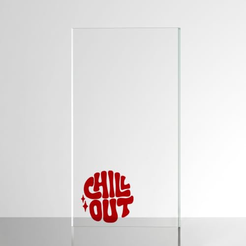 Image of Sticker for Glass & Mirrors| Minimal Vinyl Decal for Bedroom Bathroom & Cafe | Self-Adhesive Waterproof Quote Aesthetic Mirror Sticker | No Mirror Included (Chill Out, Large, Transparent Red)