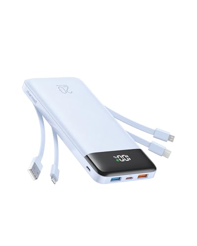 Charmast 20000mAh Power Bank with 4 Built-in Cables, 22.5W Fast Charging Portable Charger for iPhone, Android, iPad, No Extra Cords Needed for Travel, Work, Emergency (SkyBlue) option