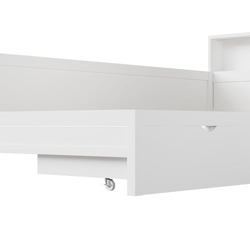 90 x 200 cm de madera en forma de L con cama nido y cajón, color blanco - imagen 9