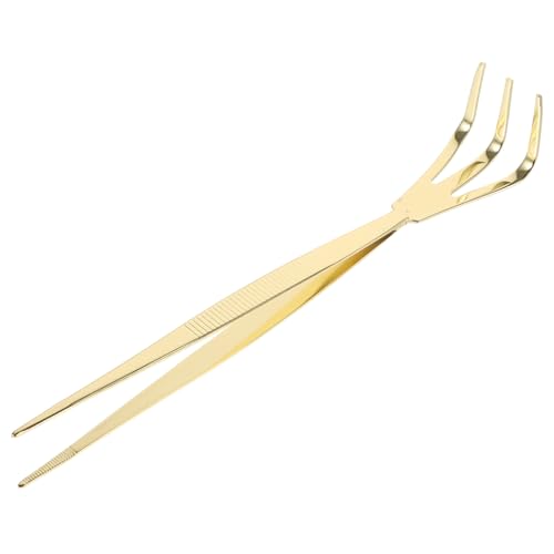 IWOWHERO Bonsai Tweezers Rake Craft Tweezers Straight Tweezers Bonsai Tool Supplies Crafting Tweezers Plants Tweezers for Crafts Bonsai Tools Garden Digging Tools Golden Stainless Steel