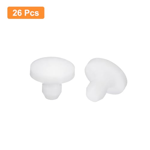 Image of uxcell 26 Pcs Silicone Plugs, Rubber Round Snap in Locking Hole Plugs for 2.5-3mm Hole, Hole Stoppers Waterproof Hole Plug for Metal Tube, Furniture End Caps Inserts, White
