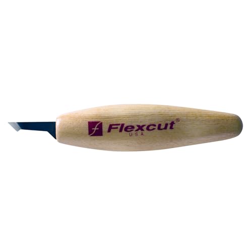 Image of FLEXCUT Wood Carving Tools |Mini Detail Skew | Honed and Polished 1095 High Carbon Steel Blade | 3 /8 Inch Blade | Ergonomic Ash Hardwood Handle| KN31 | Made in the U.S.A.