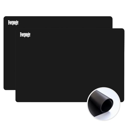 2 Pack Extra Thick 2MM Silicone Mat for Worktops 60 × 40 cm Kitchen Worktop Protector Non-Stick Heat Resistant Countertop Mat Large Heatproof Mat Silicone Countertop Protector Foepoge Black