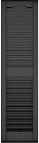 12"W x 39"H Lifetime Vinyl, Standard Cathedral Top Center Mullion, Open Louver Shutters, w/Installation Shutter-Lok's & Matching Screws (Per Pair), Black - 4
