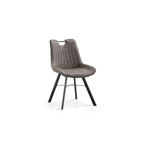 Meublorama Silla 'Paola' PU Microfibra Gris Oscuro, Dimensiones: H87 x L54 x P63 cm