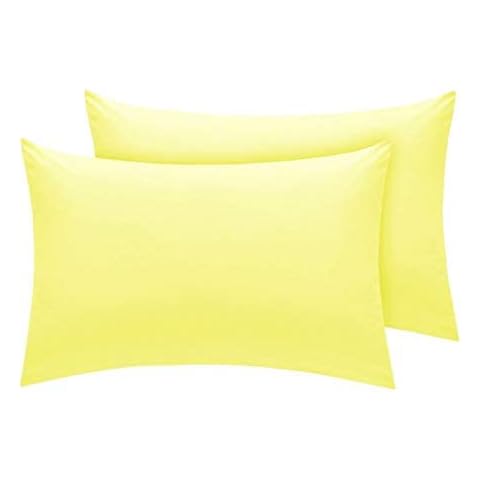 Comfy Nights New 2 x Cot (60 x 40) Pillow Cases Cover Polycotton Bedroom Luxury Pair Pack (Lemon) Cover