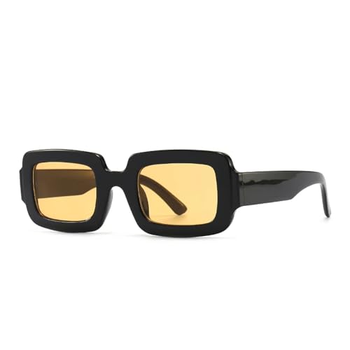 Lunettes de soleil étroites tendance rétro pour femme accessoire mode jaune