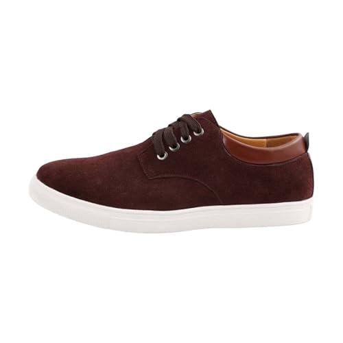 Zapatillas de deporte para hombre, planas, informales, de ante, antideslizantes, con cordones, zapatillas de deporte con cordones, color sólido, cómodas, para correr, para correr, tallas grandes