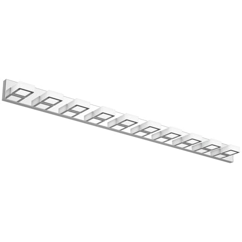 Image of Ralbay 66inch Chrome Bathroom Vanity Lights Stainless Steel Acrylic LED Modern Chrome Bathroom Wall Lighting Fixtures