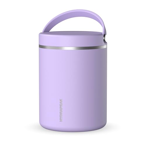 Hydrapeak 32oz Stainless Steel Vacuum Insulated Food Jar | For Hot Food and Cold Food, Wide Mouth Leak-Proof Soup Container for Adults, 10 Hours Hot and 16 Hours Cold (Lavender)