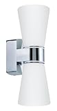 EGLO LED Wandlampe Cailin, 2 flammige Wandleuchte, Spiegelleuchte aus Aluguss in Chrom und satiniertem Glas in Weiß, Badezimmer Lampe, LED Feuchtraumleuchte warmweiß, IP44