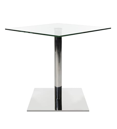 TOPSTAR Wagner W-Table Table d'appoint avec plateau en verre rond, colonne chromée avec pied en aluminium, design moderne (carré)