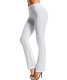 RIOJOY Bootcut Yogahose Damen Lang Schlaghose High Waist Flared Leggings Ausgestellte Jazzpants Yoga Pants Jogginghose Freizeithose, Weiß S