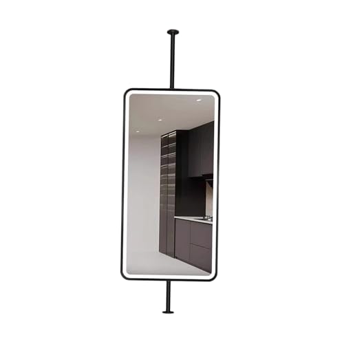 XTGDIEM Espejo De Baño Rectangular, Espejo Colgante De Techo, Iluminación LED, Espejo Ajustable For Entrada, Guardarropa Y Decoración del Hogar(2,60x90cm)