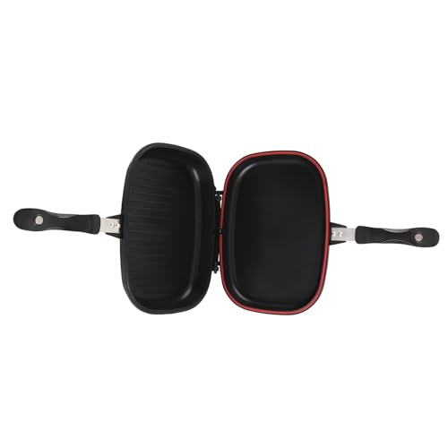 Akozon Bistecchiera per Frittura Double Side Maniglia Anti-ustione Portatile Forniture da Pentola per Griglia 32 Cm / 12,6 Pollici Padella per Friggere a Doppia Faccia