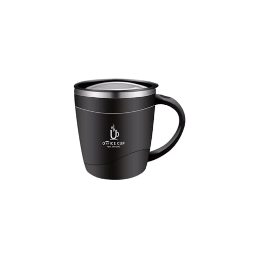 SUREK Tazas reutilizables de acero inoxidable para el hogar, taza de té con tapa y asa, tazas de café aisladas de 500 ml, reutilizable, resistente