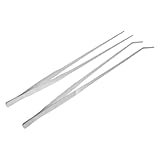 Alasum 2個 爬虫類用給餌グ 製 直頭 曲頭 滑り止め設計 耐久性強化 水族館およびテラリウム対応 餌やり補助ツール