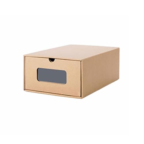 シューズボックス 6個セット 6サイズ ダンボール製 靴箱 紙製 段ボール 1足 下駄箱 窓付き 引き出し スニーカー ロングブーツ ビジネスシューズ 大人 室内 おしゃれ 靴収納 積み重ね クロゼット 玄関 収納ボックス-写真色||24×14×35cm(