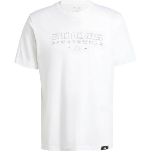 Adidas Herren TECH LINEAR Graphic Tee, White, S Tall – Ansicht 4